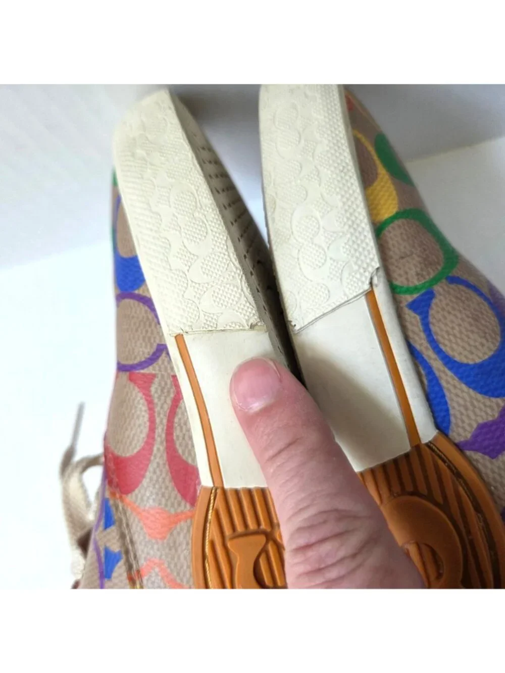 Coach Shoes Womens 7.5 Citysole Skate Sneakers Rainbow Signature Logo Canvas